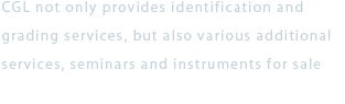 CGL not only provides identification and grading services, but also various additional services, seminars and instruments for sale