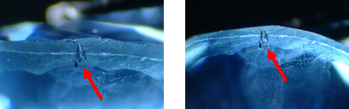 写真1-2　今回観察したブルーサファイアに含まれたインクルージョン