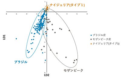 図11．判別分析によるパライバトルマリンの産地鑑別