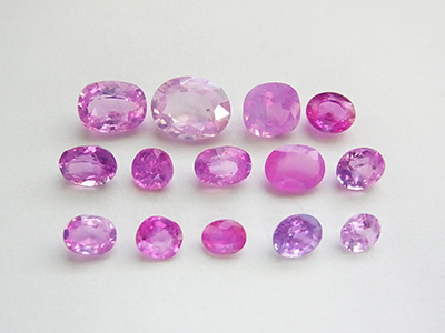 ピンク（14点、0.23〜1.70 ct）