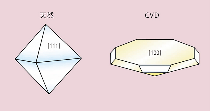 図19． 天然ダイヤモンドとCVD法合成ダイヤモンドのモルフォロジー