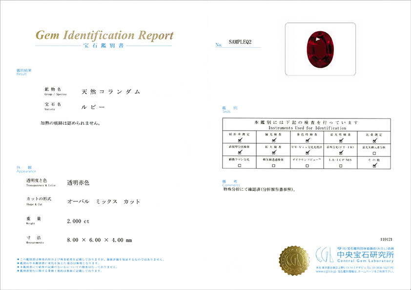 【PT900 / D0.43ct/D1.30ct】ダイヤモンド 鑑別書